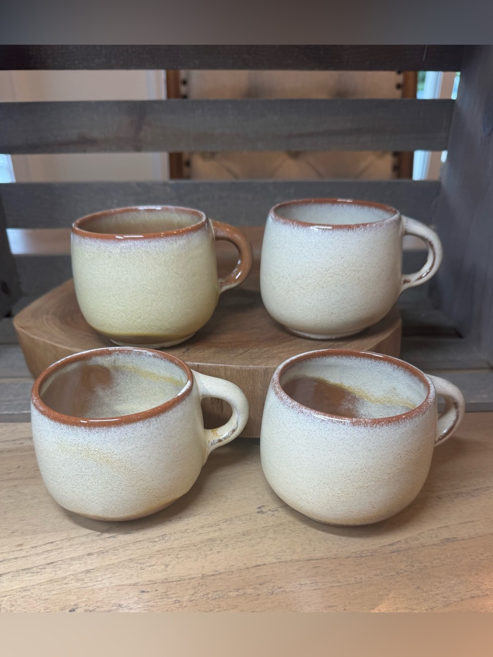 Set of 4 Vintage FRANKOMA Pottery Plainsman Cinnamon Brown Mugs 4C/8oz.